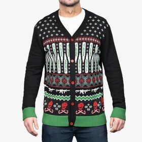 Magpul Industries Ugly Christmas Sweater with cardigan-style button down front